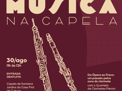 Foto de capa para o evento "Música na capela" no dia 30 de agosto na casa fiat de cultura