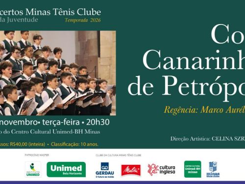 Foto de capa para o concerto Coral Canarinho no Teatro do Centro Cultural Unimed-BH no dia 10 de novembro 
