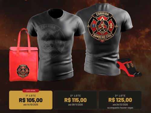 Foto do kit oficial da corrida do bombeiro civil 