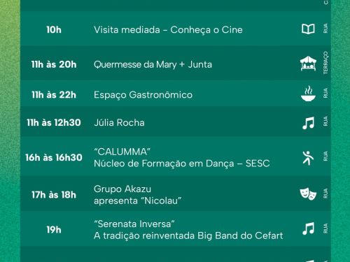 Foto da programação no dia 19 de setembro 