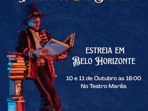 Foto de capa para o espetáculo infanto-juvenil: “Memórias da Maleta do Professor Jaime nos dias 10 e 11 no Teatro Marília 
