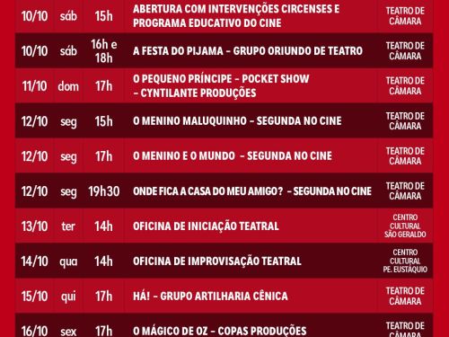 Foto da programação completa do evento 