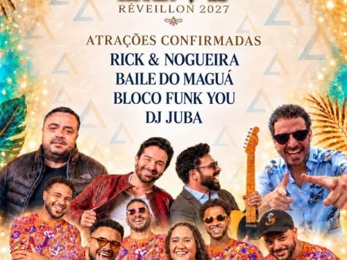 Foto de capa para o Reveillon 2027 no espaço Mariangelo com as atrações da noite
