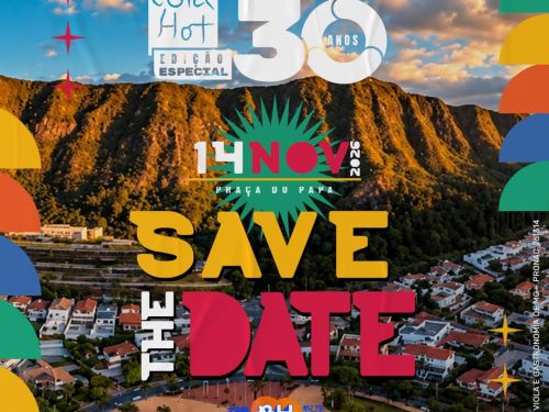 Foto de capa " Save the Date" para o festival Cold Hot no dia 14 de novembro. Plano de fundo com a foto de praça do papa, local do evento 