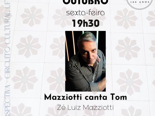 Foto de capa para a apresentação do cantor Foto do cantor Ze Luiz Mazziotti homenageando Tom Jobim no Conservatório da UFMG no dia 30 de Outubro