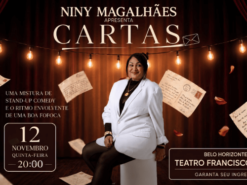 Foto de capa da comediante Niny Magalhães para a comédia "Cartas", no teatro Francisco Nunes, dia 12 de Novembro 