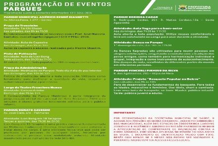 Programação dos parques e zoobotânica - Março/2020