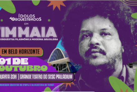 Imagem colorida com a imagem do Tim Maia no lado direito