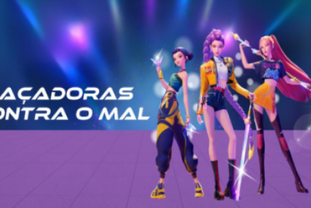 Imagem ilustrativa 2d de três meninas k-pop