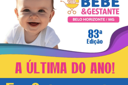 Pôster de divulgação com foto de bebê sorrindo
