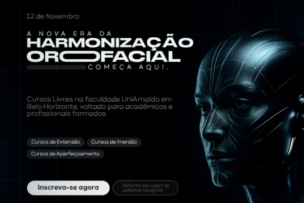 fly preto com o rosto de um robô feminino e as informações do evento 