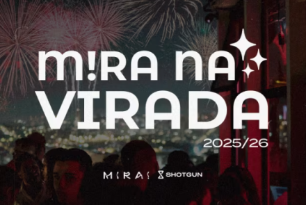 Imagem com fogos de fundo, com o nome da festa em destaque