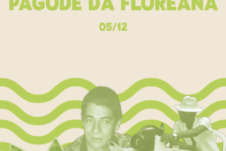 Flyer de divulgação, nas cores verde com imagem ilustrativa do cantor Zeca Pagodinho.