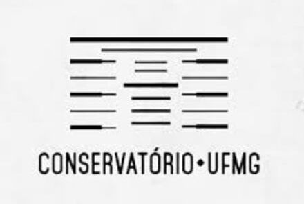 Logotipo do Conservatório da UFMG, formado por linhas pretas horizontais como uma pauta musical.