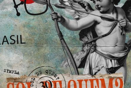 Imagem de um anjo com arco e flacha na mão, e ao lado o nome do evento, data e local.