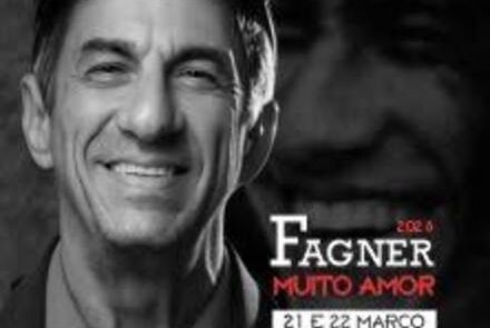 Cartaz oficial de divulgação do evento, com imagem do artista Fagner ao fundo