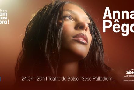 Flyer de divulgação com imagem da artista anna pêgo