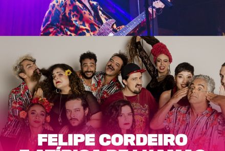 Flyer oficial de divulgação do evento Felipe Cordeiro e Atípica de Lhamas
