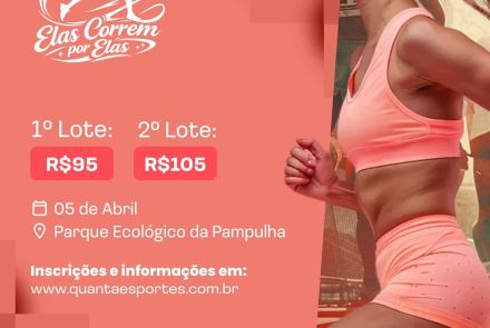 foto de capa do evento contendo uma corredora, local, data e valor dos lotes 