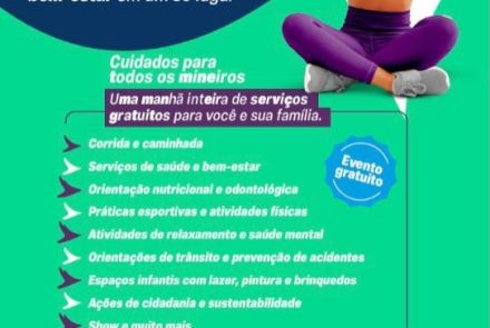 Foto informativa sobre a corrida constando alguns serviços gratuitos presentes no evento 