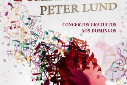 Foto de capa convidativa para os Concertos Dominicais Peter Lund, contendo data, local e horário do evento 
