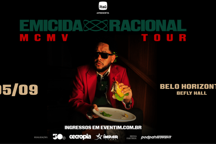 Cartaz oficial do evento Emicida Racional - MCMV Tour