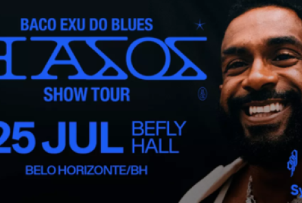 Cartaz de divulgação oficial do evento Baco Exu do Blues - Hasos Show Tour