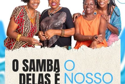 Foto de capa do evento "O Samba delas é também o nosso Samba" contendo as 4 integrantes