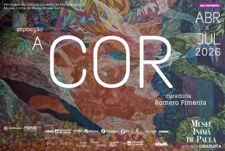 Foto de capa da exposição "A Cor", contendo o título do evento, data e local 