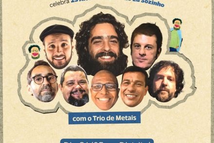 Flyer oficial de divulgação do evento: Rodrigo Barba - 25 Anos Do Bloco Do Eu Sozinho