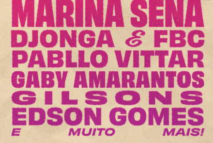 Cartaz do Festival Sensacional!, que acontece dia 08/08/26 no Parque Ecológico da Pampulha, em BH. O texto em rosa destaca nomes como Marina Sena, Djonga & FBC, Pabllo Vittar, Gaby Amarantos, Gilsons e Edson Gomes. Ingressos via Sympla.
