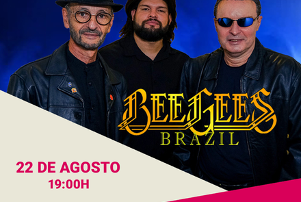 Flyer oficial de divulgação do evento Show Bee Gees Brazil: Embalos de sábado à noite