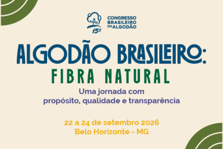 Foto de capa de divulgação para o 15º Congresso Brasileiro do Algodão