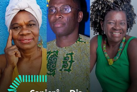 Foto de capa de divulgação para o encontro "Canjerê- Dia Internacional da África" ,contendo data e horário para o evento 