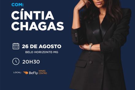 Foto de capa de divulgação da palestrante Cintia Chargas, "Como cheguei até aqui", que ocorrerá na Befly, dia 20 de agosto as 20:30