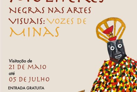 Foto de capa da exposição "Mulheres Negras nas Artes Visuais: Vozes de Minas", contendo data e local do evento