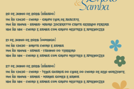 Foto do cronograma do evento "Choro & Samba"