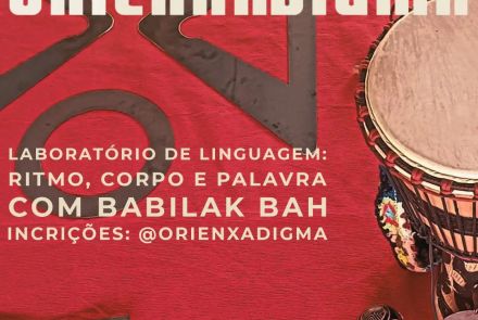 Foto de divulgação para a oficina " Laboratório de Linguagem: Ritmo e Corpo Palavra" no dia 23/07, no parque lagoa do nado 