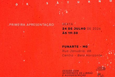 Foto de capa informativa para o espetáculo "Transtorno de Saturno", dia 24 de julho no Funarte 