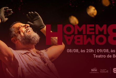 Foto de capa para o espetáculo "Homem-bomba", no Sesc Palladium 