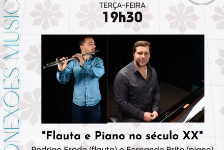 Foto de capa para o encontro "Flautas e piano no século XX" no conservatório da UFMG