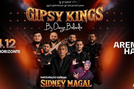 Foto de capa para o show dos artistas "Gipsy Kings e Sidney Maga" nomeado como "A Tu Vera" no dia 4 de dezembro 
