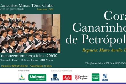 Foto de capa para o concerto Coral Canarinho no Teatro do Centro Cultural Unimed-BH no dia 10 de novembro 
