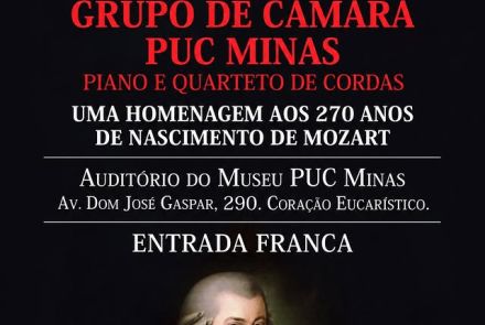 Foto de capa convidativa para o concerto do grupo de Câmara Puc Minas no dia 27 de setembro as 11 horas
