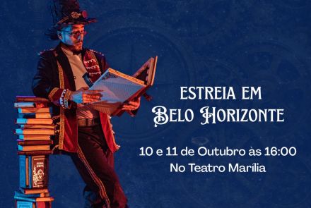 Foto de capa para o espetáculo infanto-juvenil: “Memórias da Maleta do Professor Jaime nos dias 10 e 11 no Teatro Marília 