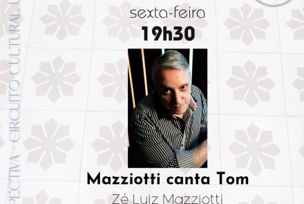 Foto de capa para a apresentação do cantor Foto do cantor Ze Luiz Mazziotti homenageando Tom Jobim no Conservatório da UFMG no dia 30 de Outubro