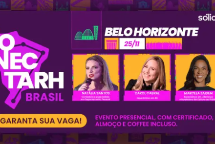 Foto de capa para o evento "Conectarh Brasil 2026" com foto de 3 palestrantes 